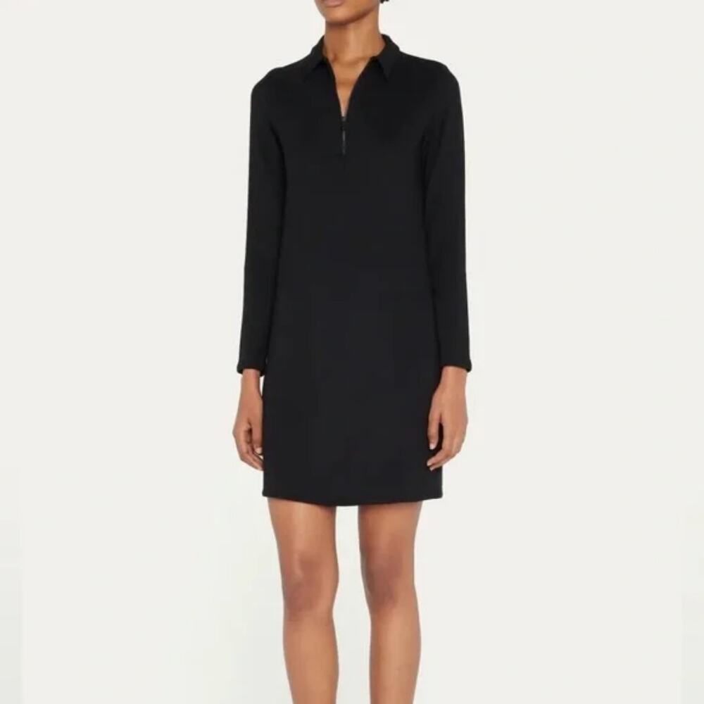 Majestic Filatures Womens Deluxe Teeshirt Dress Size XS Black Qtr Zip Soft Touch